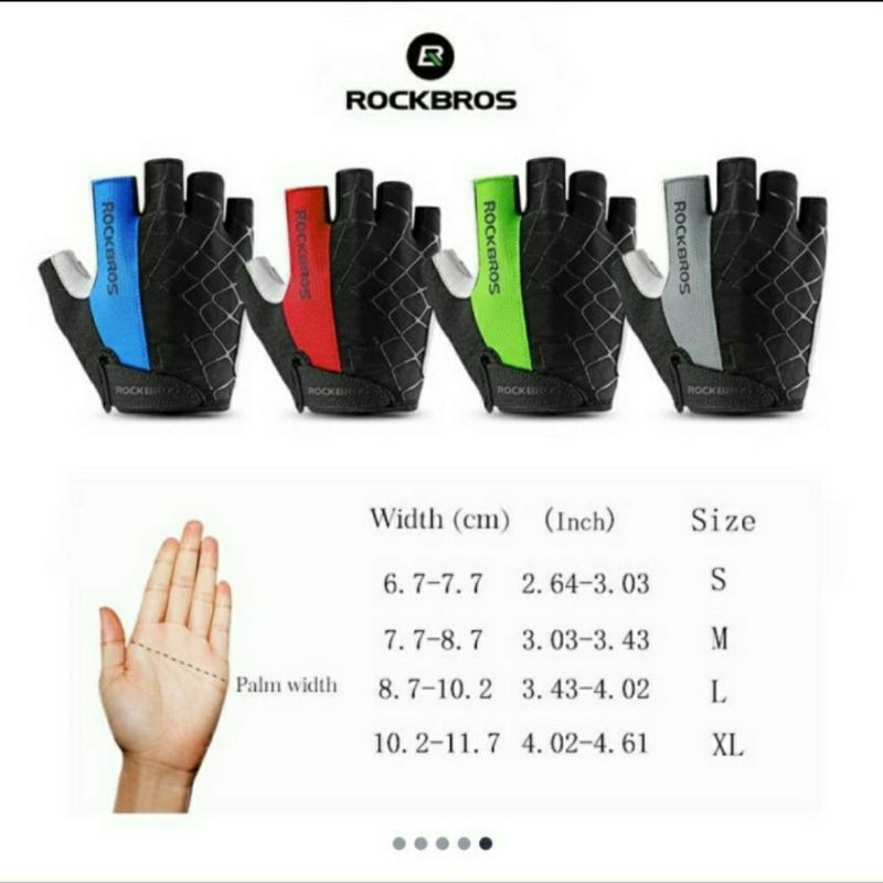 Sarung Tangan ROCKBROS S109 Bike Glove Half Finger Sepeda GyM olahraga