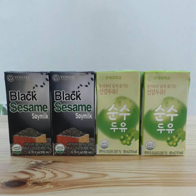 Yonsei Black Sesame Soymilk dan Yonsei Pure Soy Milk 200 ml