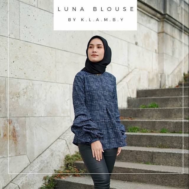 LUNA BLOUSE NAVY CHECKS BY WEARING KLAMBY