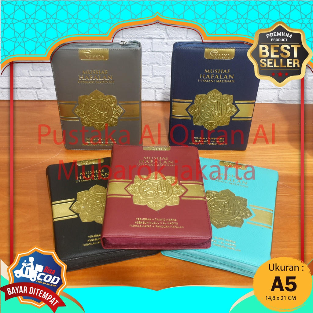 Mushaf Madinah Cover Resleting A5 Dilengkapi Terjemah Dan Tajwid Warna Lengkap - Maana Publishing, A