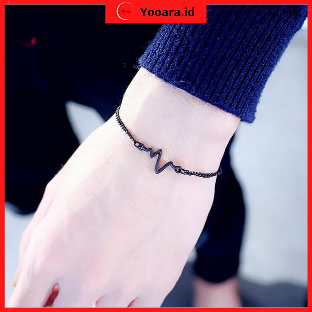 Gelang Rantai Unisex Couple Charm Electrocardiogram Fashion Korea Aksesoris Fashion 4.8