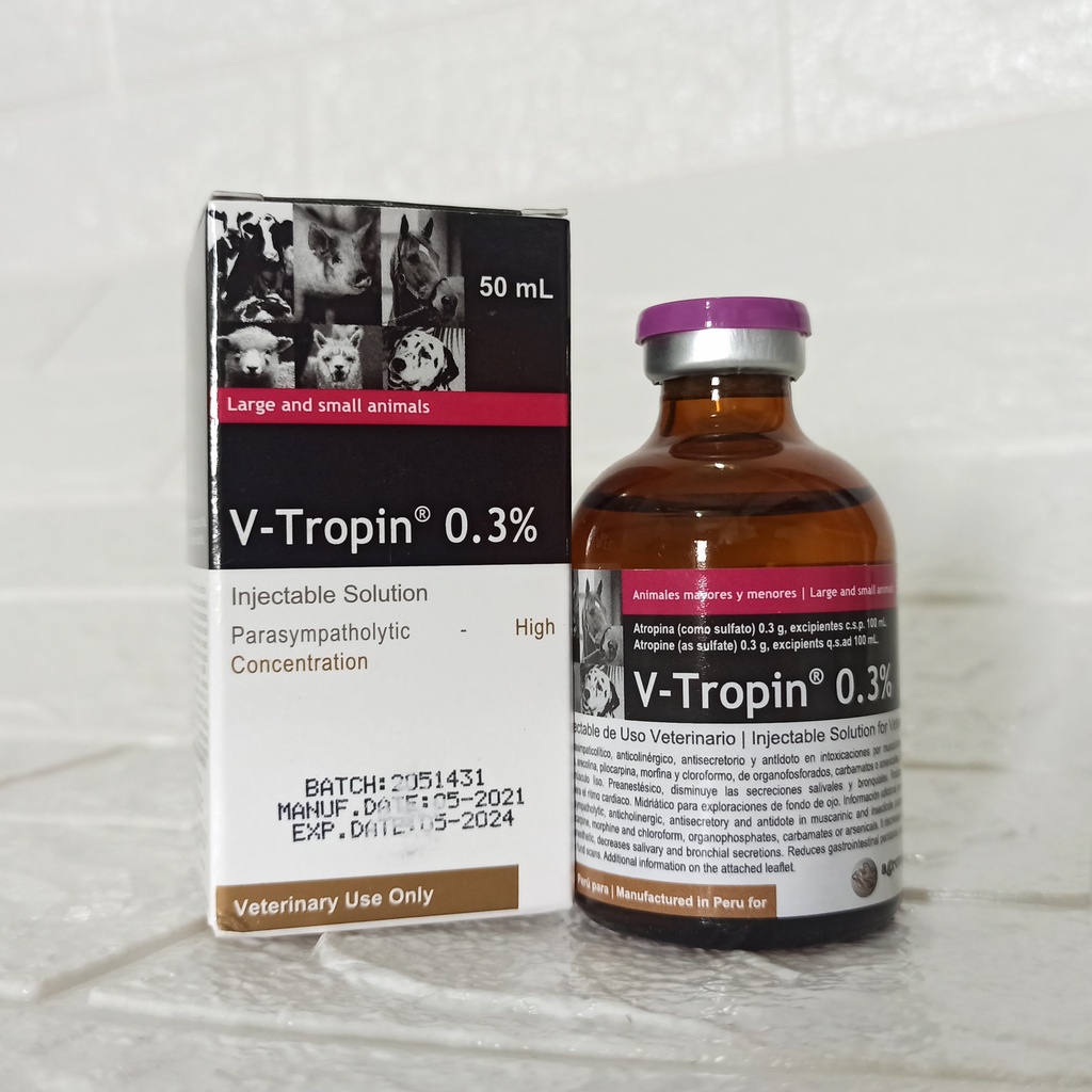 Atropin V-Tropin 0.3 Obat Hewan Ternak 50ml