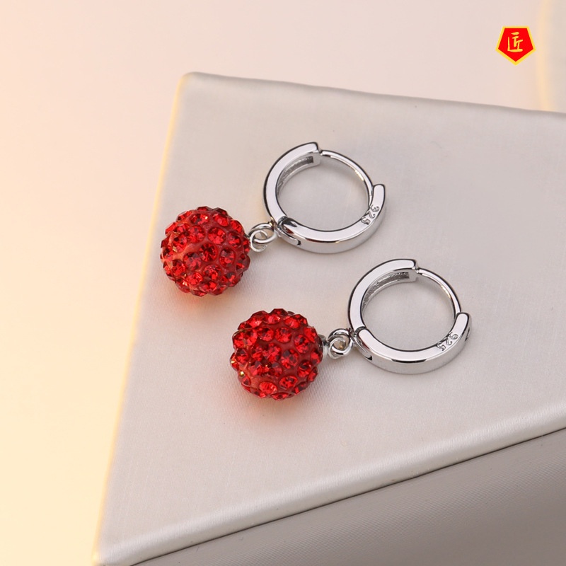 [Ready Stock]Women's Sweet Fashion Short Full Diamond Earrings