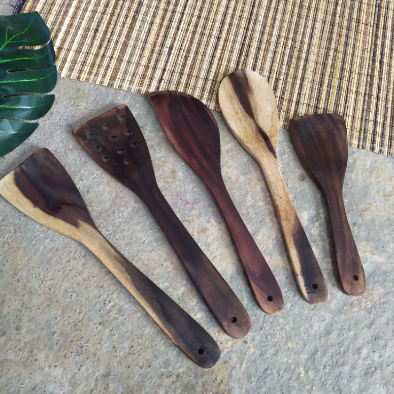 SOLET SET SONOKELING 1 SET 5  PCS / spatula kayu / sotil / solet / sutil murah / solet / perabot dap