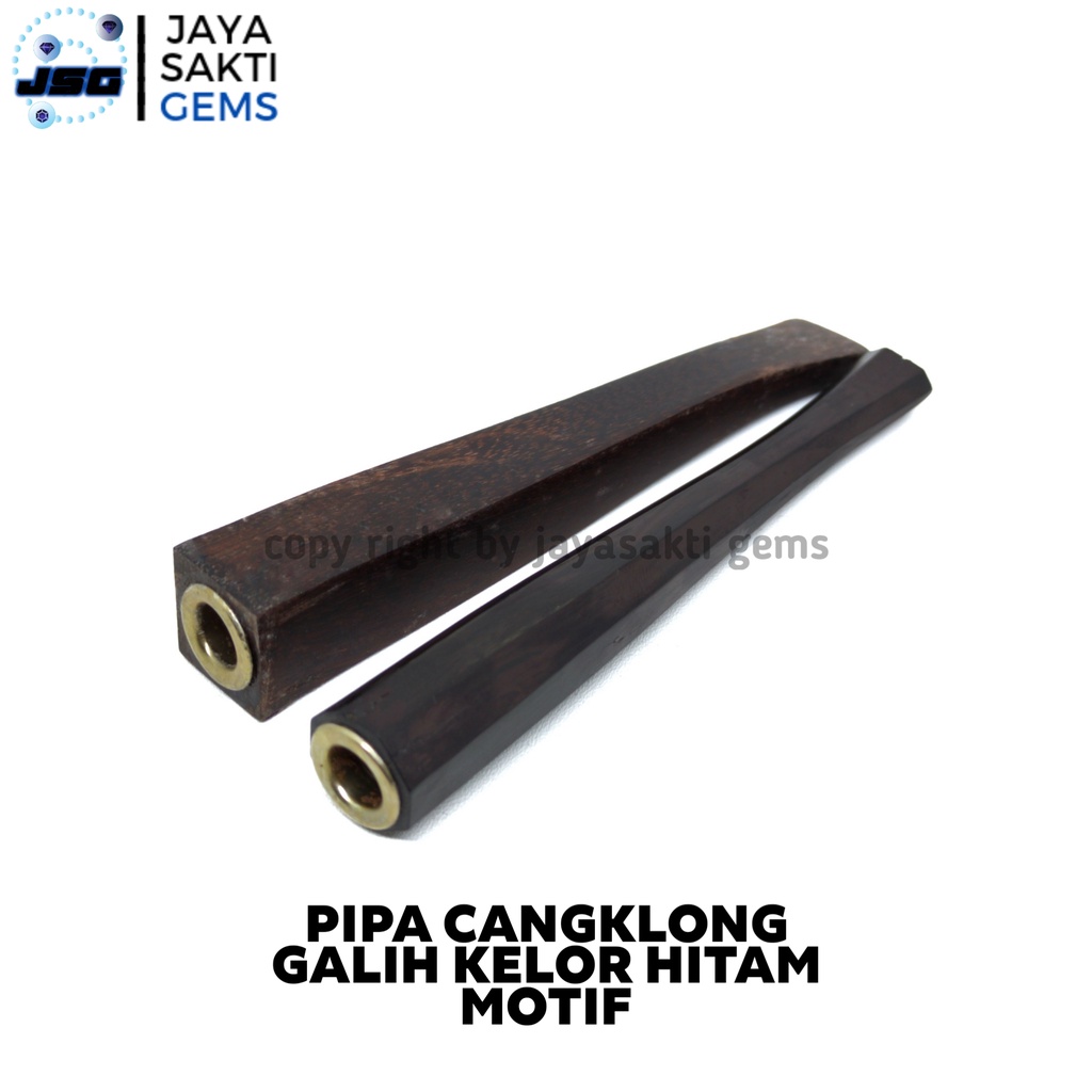 Pipa Cangklong Once Kayu Galih Kelor Hitam Motif Kotak Dengan Ring