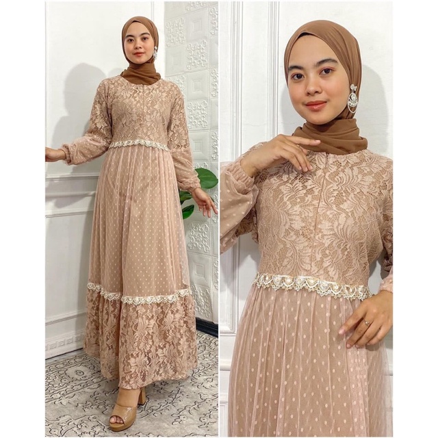 gamis burkat kombinasi tile gamis pesta gamis kekinian