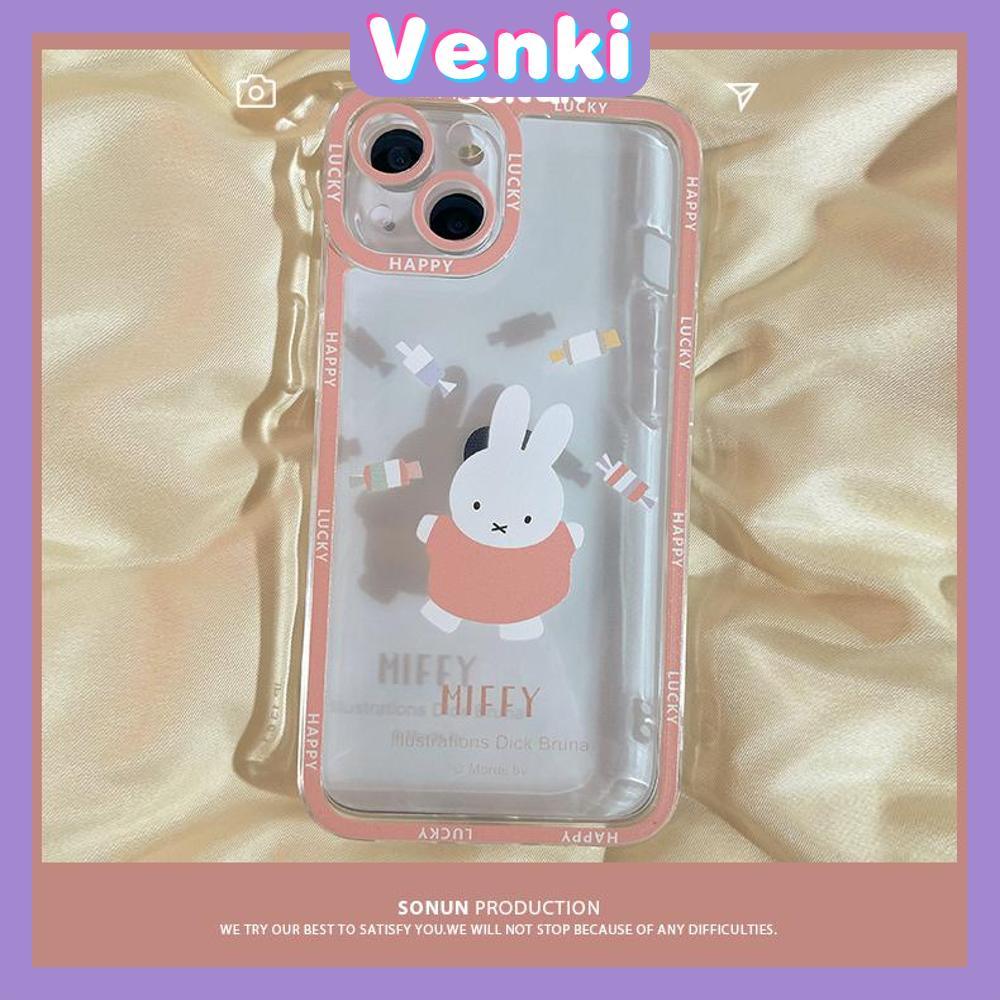 iPhone Case Silicone Soft Case Clear Case Square Edge Shockproof Protection Camera Cartoon Pink Cute Compatible For iPhone 11 iPhone 13 Pro Max iPhone 12 Pro Max iPhone 7 Plus xr