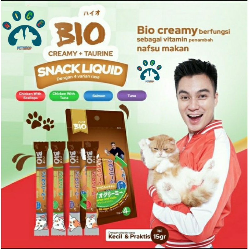 Bio Snack Liquid 15 gr x 4 cemilan Kucing Snack penambah Nafsu Makan