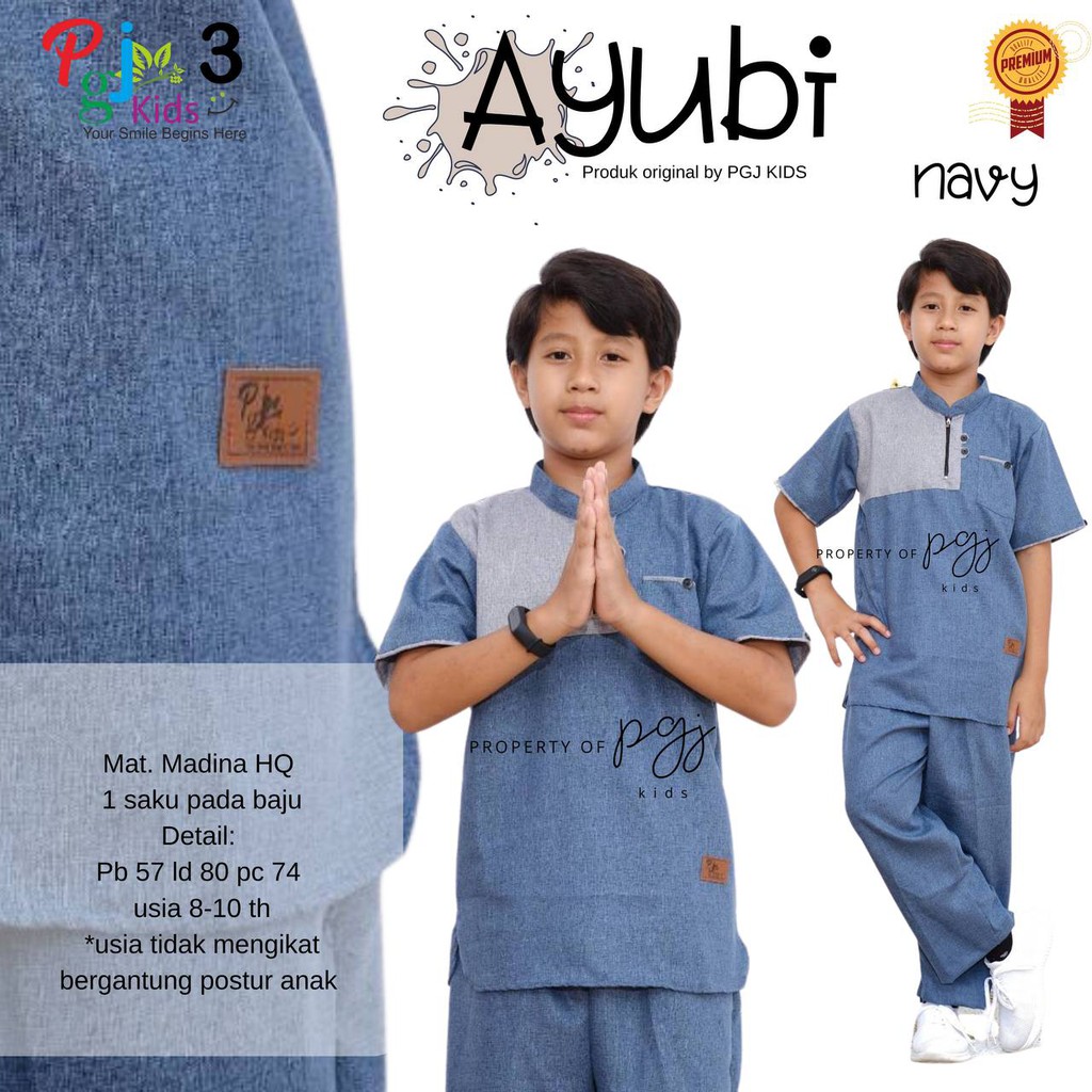AYUBI SET KURTA Setelan Koko Anak Laki laki 8 - 11 Tahun Katun Madina / Baju Koko Anak Terbaru