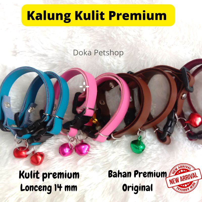 Kalung Kucing Kulit Premium Lonceng 14 mm