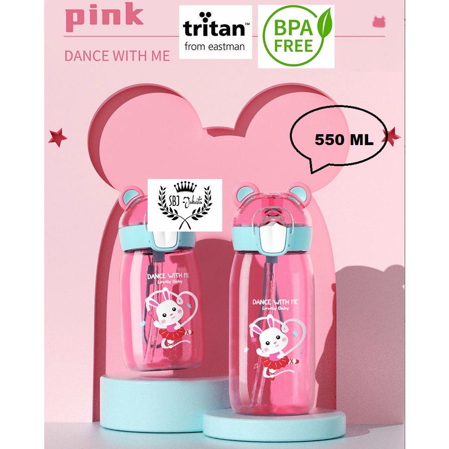 BOTOL MINUM ANAK TRITAN 100% BPA FREE BABY ANIMAL 550ml DENGAN SEDOTAN