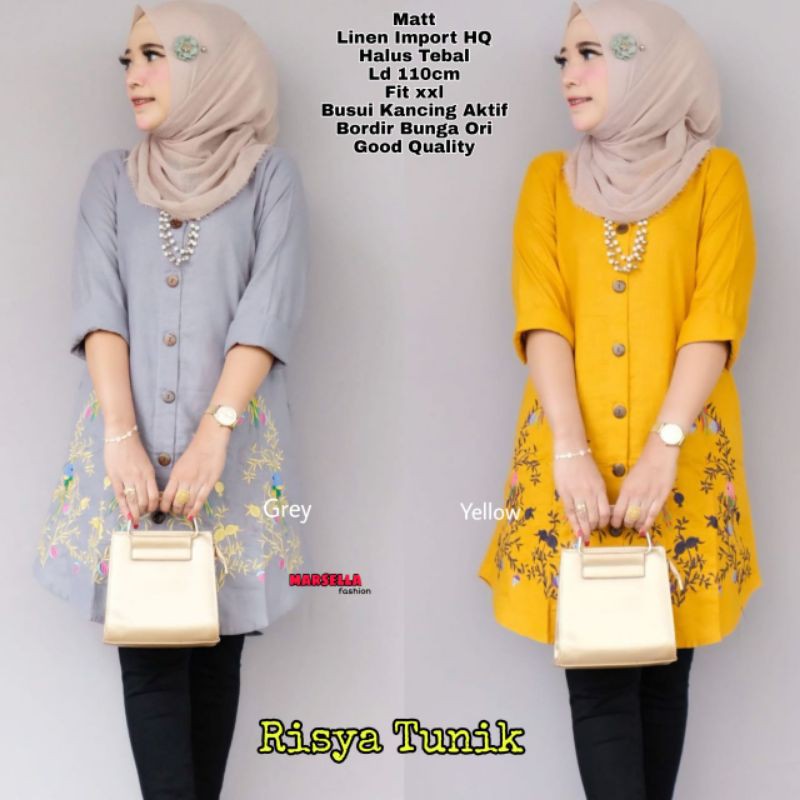 Risya Tunik , By Marsela, Linen import, busui kancing aktif