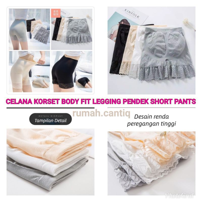 Celana Korset Body Fit Short Pants Legging Pendek Untuk Mengecilkan Perut Dan Paha Original