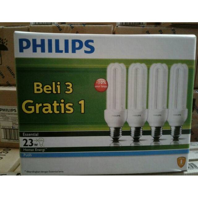 Lampu Philips Esential 23 Watt Paket Beli 3 Gratis 1