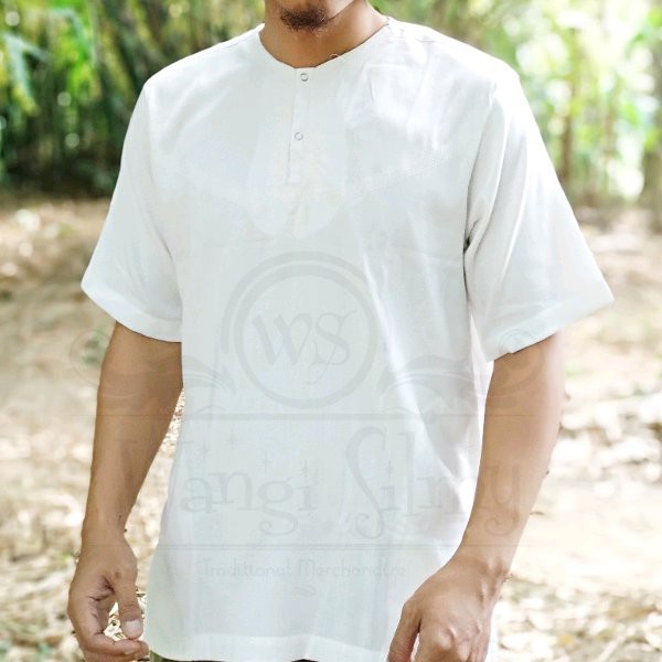 Baju Koko Alhabib Khusus Ukuran XXL - Baju Koko Polos Lengan Pendek Tanpa Kerah