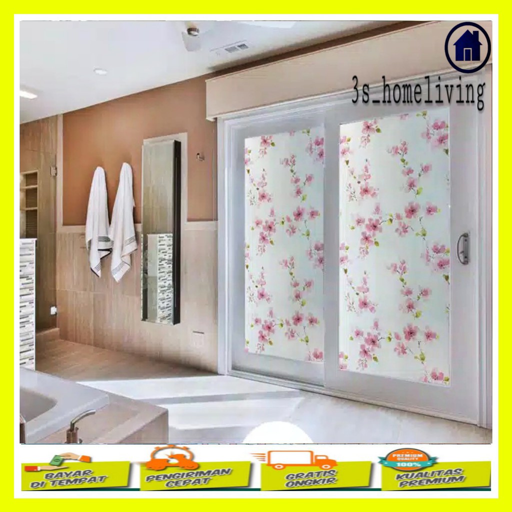 (COD) Stiker Kaca Jendela Sakura Merah / Stiker Kaca / Stiker Kaca Jendela Rumah / Stiker Kaca Pintu
