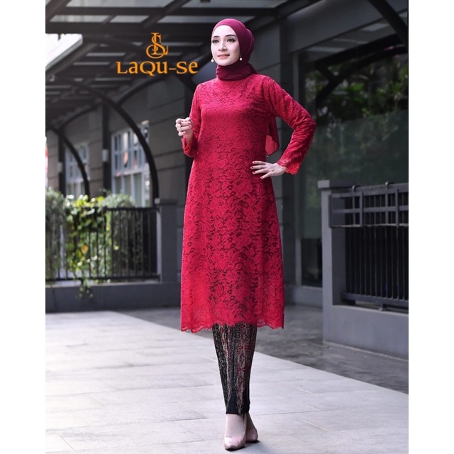 Set Kebaya Tunik Brukat Modern Simple Terbaru Dress Kondangan Wanita New Collection By Laquse_kebaya2