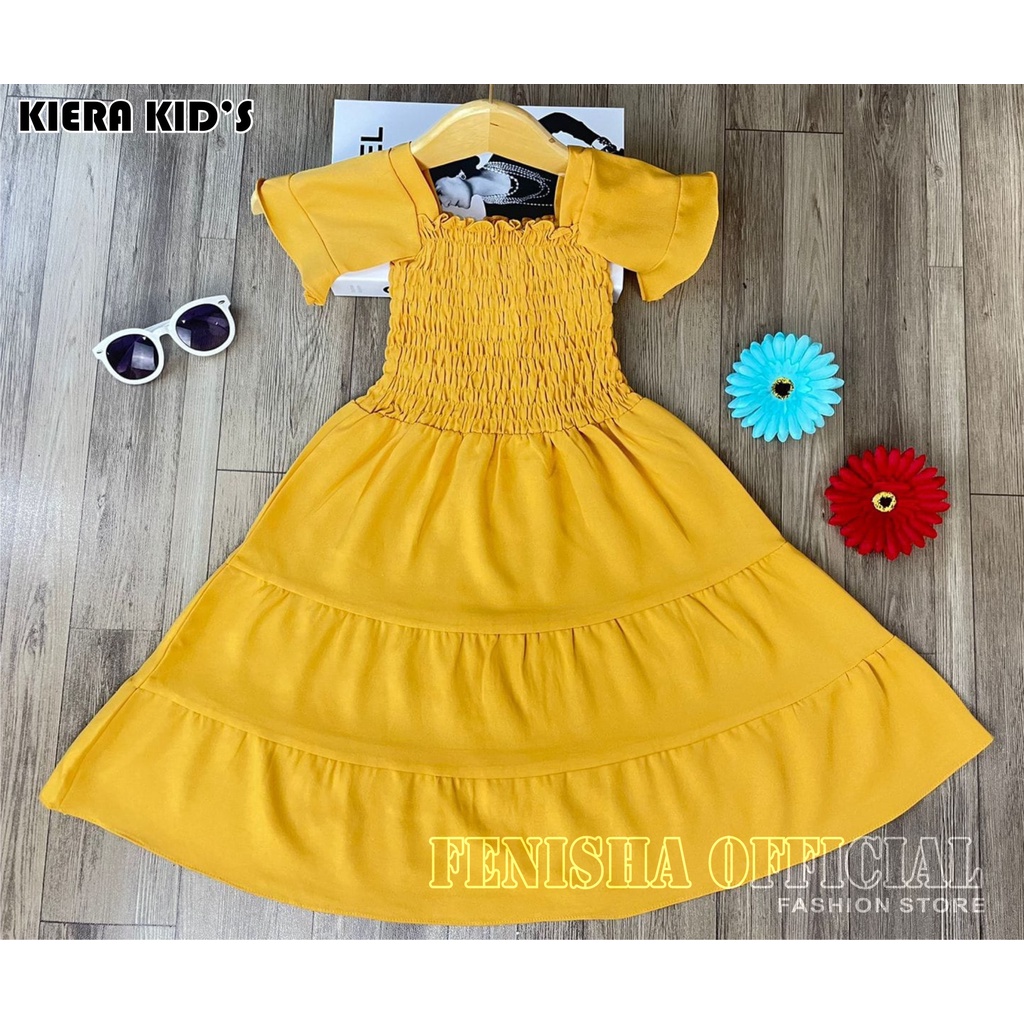 FenishaStore Dress Anak Kekinian KIERA Kid’s Usia 5-7Tahun Bahan Moscrepe - Bisa Bayar Ditempat COD