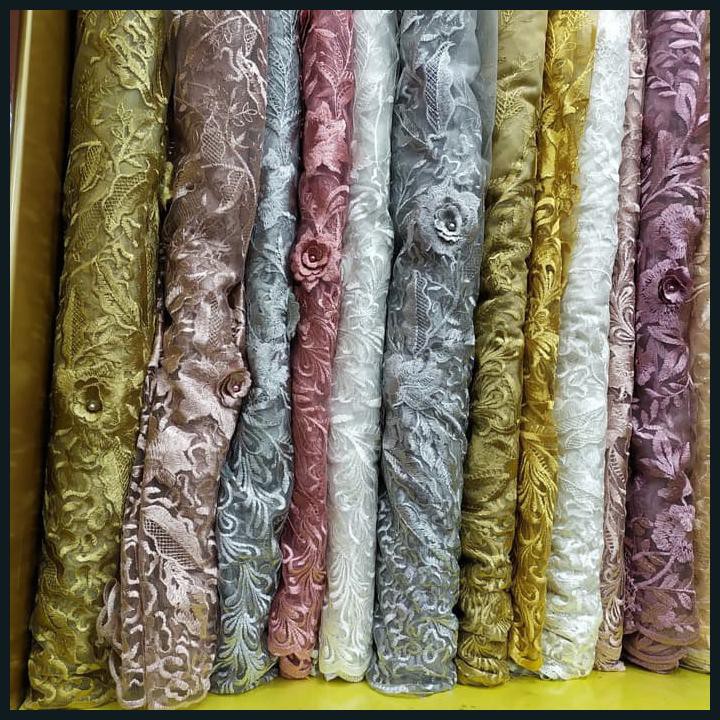 KAIN BROKAT 3D BUNGA TIMBUL. TILE 3D. BAHAN DRESS, GAUN PENGANTIN