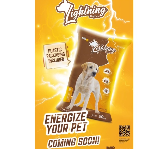 lightning dog food 20kg makanan anjing kering khusus gojek pakan pelet starry