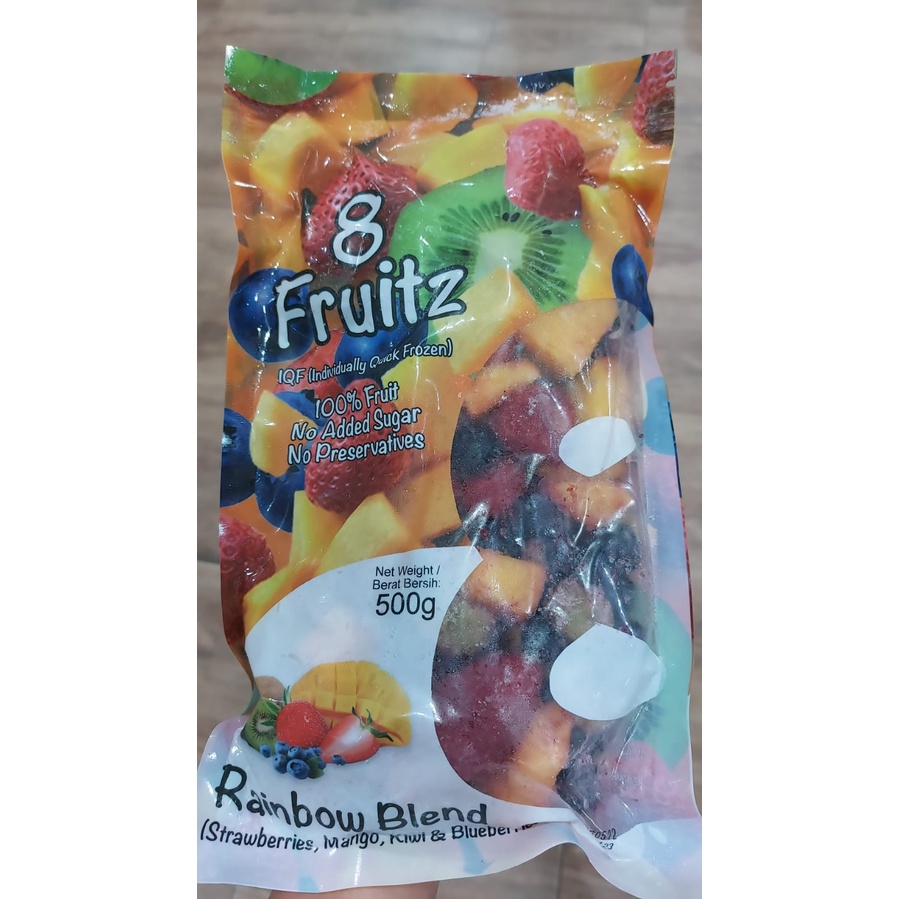 

8 Fruitz Rainbow Blend 500GR Strawberries Mango Kiwi Blueberries Buah Beku Buah Frozen