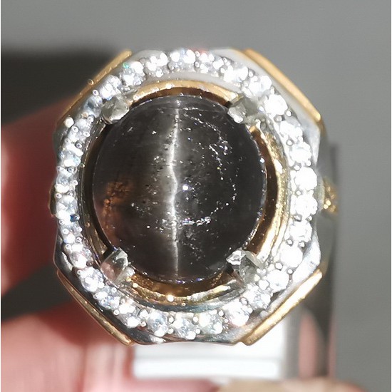 CINCIN BATU AKIK MATA KUCING HITAM SCAPOLITE CAT EYE BAGUS