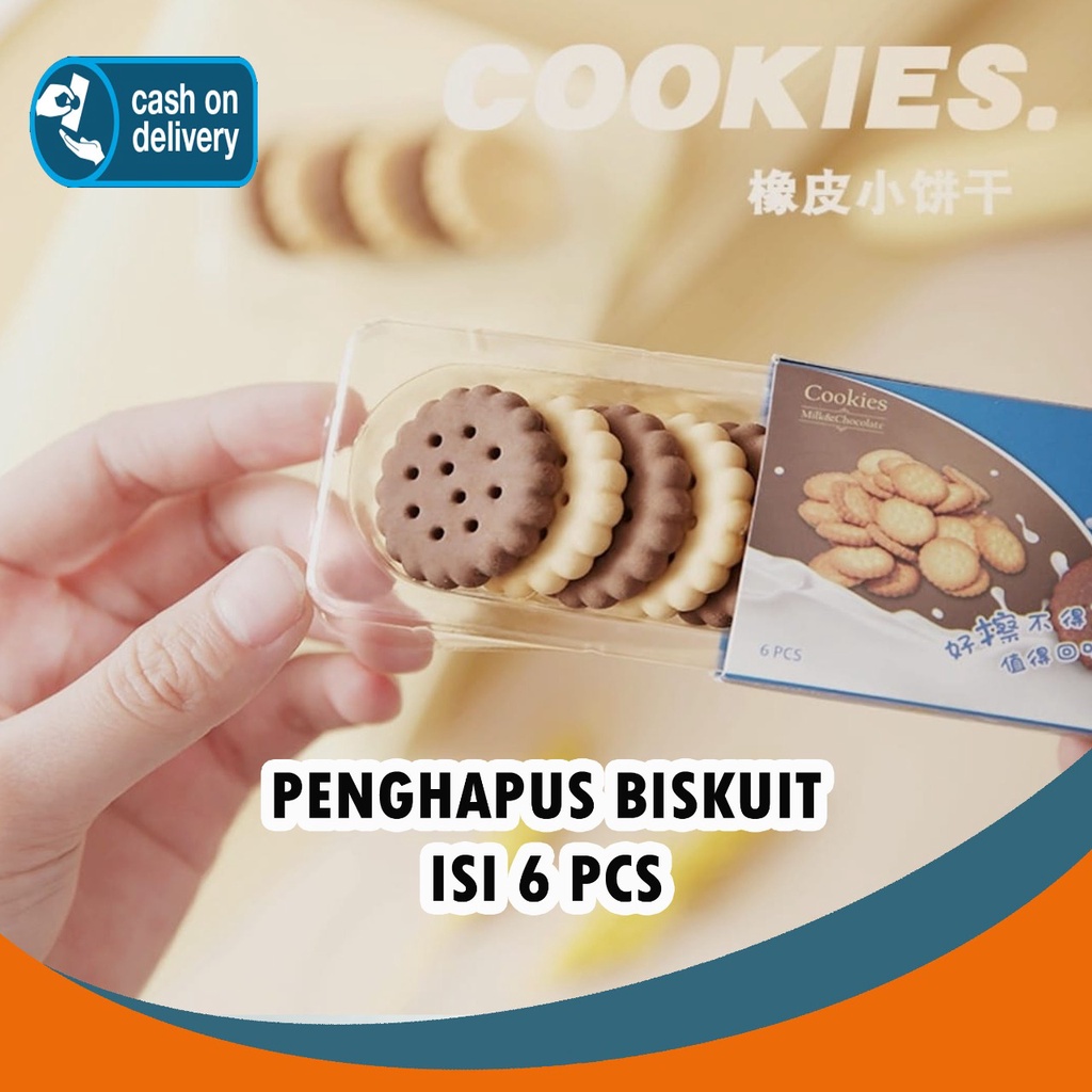 

SET PENGHAPUS BISKUIT ISI 6 PCS SETIP STIP ERASER LUCU COOKIES UNIK