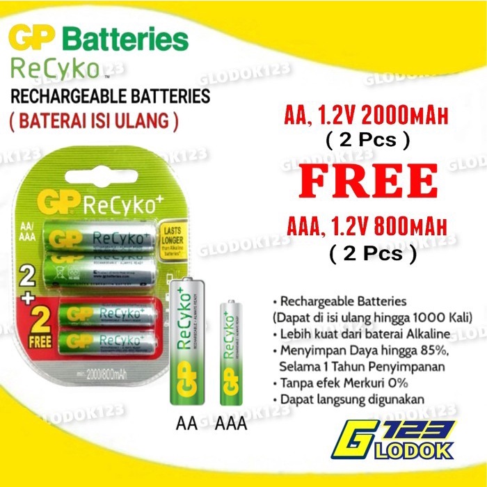 Baterai Cas Batre Isi Ulang AA A2 BONUS AAA A3 Mainan Remote Senter