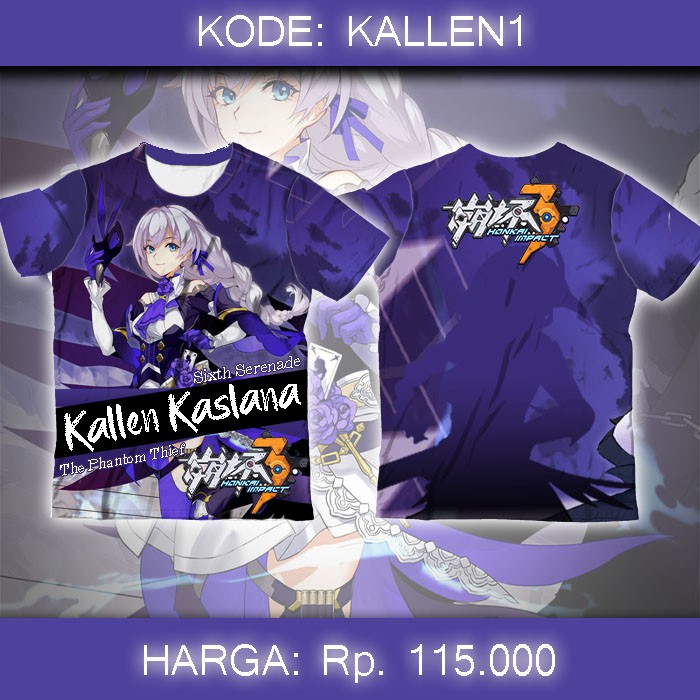 Baju Kaos Game Fullprint Honkai Impact 3 - Kallen Kaslana Sixth Serenade