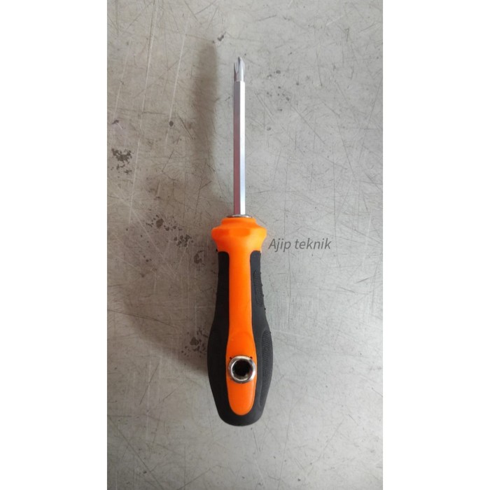 Obeng bolak balik obeng BB min plus 4 inch gagang karet bagus murah orange