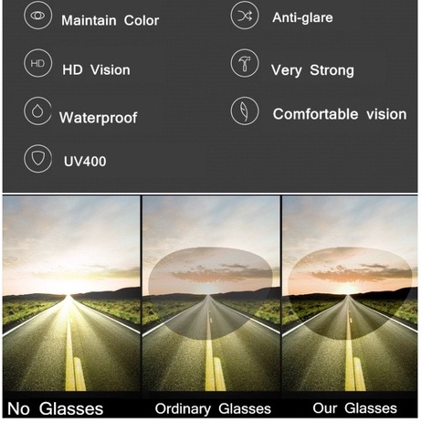 Kacamata Driver Anti Silau Menyetir Cocok Siang &amp; Malam untuk Pria &amp; Wanita Polarized Photochromic Outdoor Driver Sunglasses for Men &amp; Women, Anti Glare UV400 Protection for Day &amp; Night Driving Sun Glasses