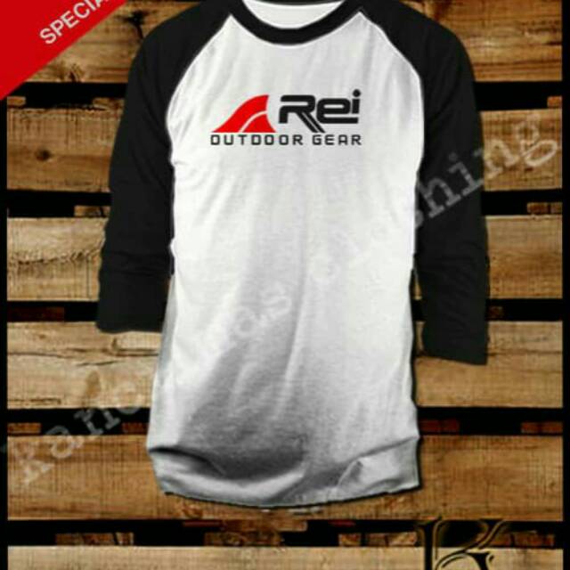 Kaos raglandn rei outdoor gear warna putih-hitam new