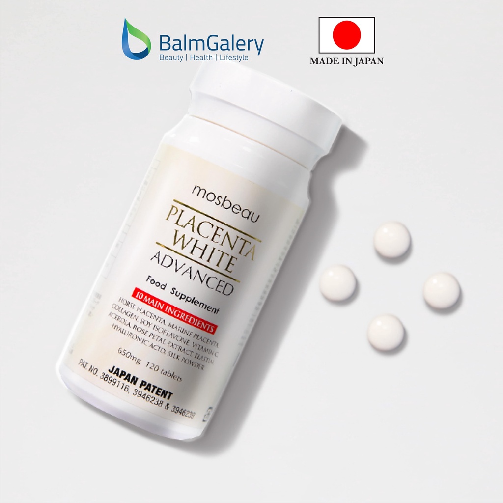 Mosbeau Placenta White Advanced Suplemen - Placenta Pencerah Kulit - 120 tablets - Skincare Collagen Jepang Terbaik