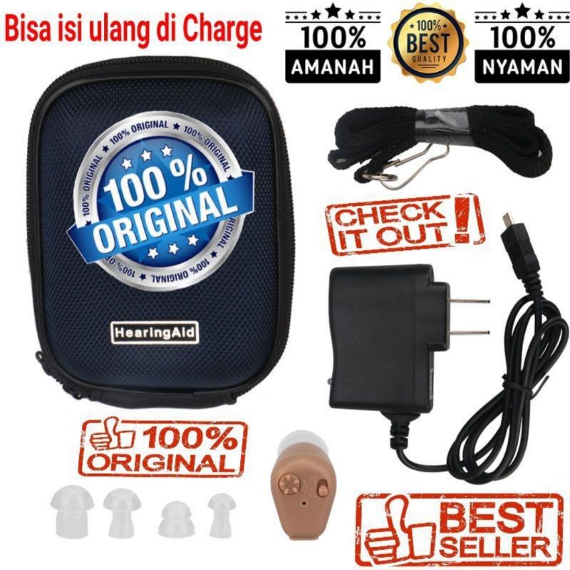 Alat Bantu Dengar orang tua Telinga Cas Rechargable Axon Hearing Aids
