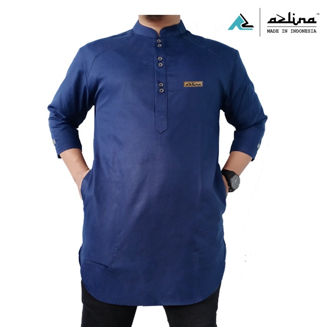 Terbaru Koko Dewasa Kurta Pakistan Pria Original Azlina Bahan Katun Madinah Busana Muslim Terlaris COD Model Kekinian Lengan Tiga Perempat