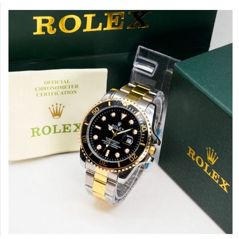 JAM TANGAN PRIA ROLEX SUBMARINER R4702 TANGGAL AKTIF TALI RANTAI FREE BOX &amp; BATERAI CADANGAN