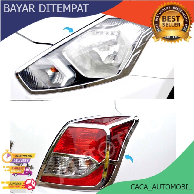 "COD" DATSUN GO PANCA GARNISH LAMPU DEPAN BELAKANG / HEADLAMP STOPLAMP CROME COVER