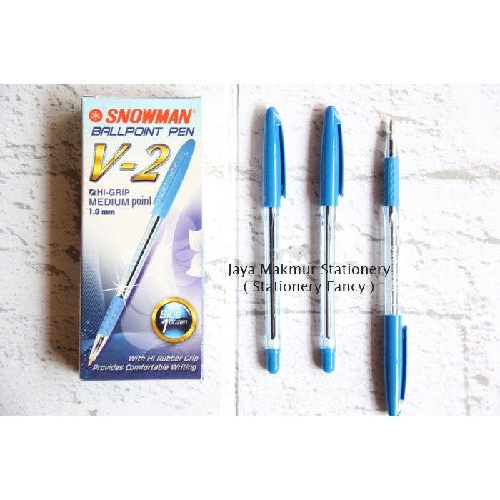 Pen Snowman V-2 HI-Grip Medium point 1.0 mm (Tinta biru)