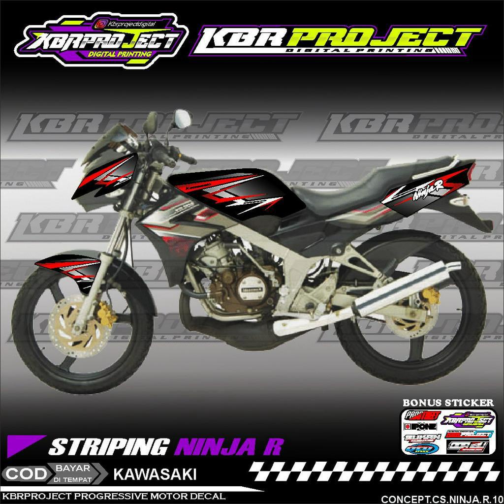 NINJA R STIKER STRIPING KEREN LIS VARIASI MOTOR KAWASAKI RACING 10 HOLOGRAM TRANSPARAN BISA COD