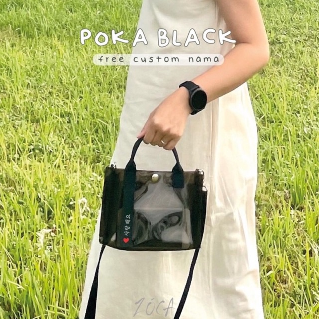 PVC SLINGBAG POKA &amp; POKI (FREE CUSTOM NAMA) /Tas selempang mika/ Minibag mika /Tas mika