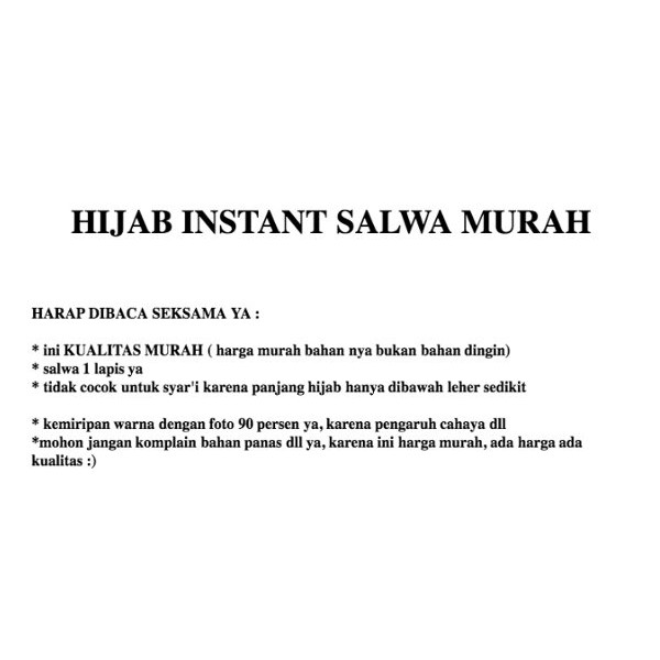 TERLARIS hijab instan salwa...hijab langsung kerudung langsung Termurah