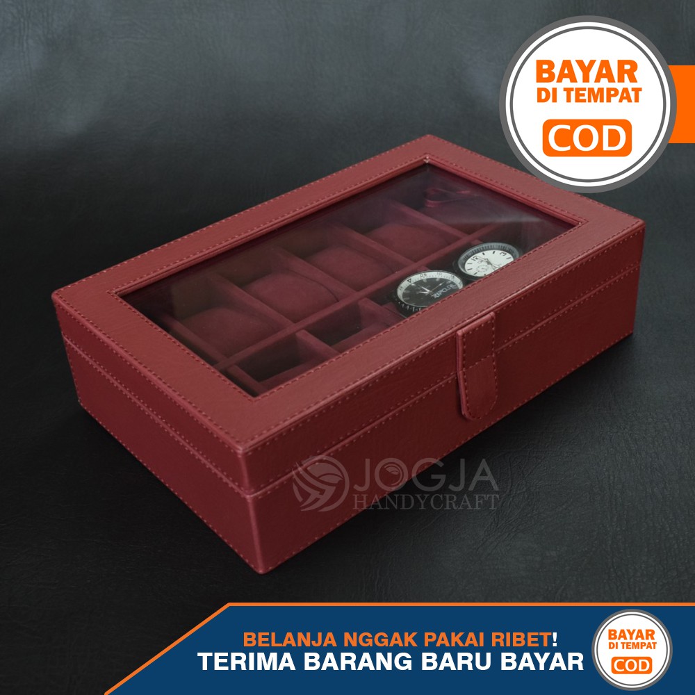 BARU - PROMO FULL COLOR Kotak Tempat Jam Tangan Isi 12  Box Jam Watch Box Organizer Jogja Handycraft