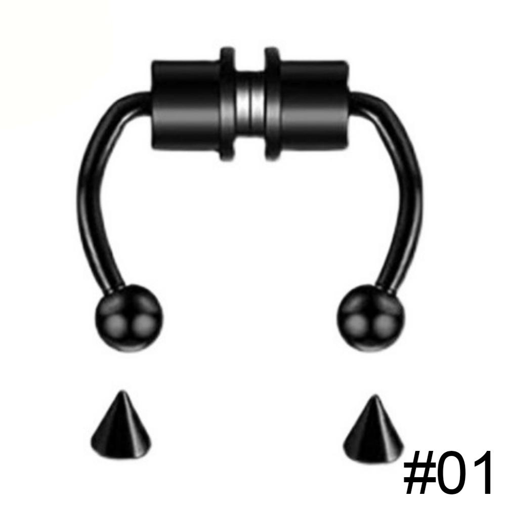 Timekey Anting Tindik Hidung Palsu Magnetik Tanpa Tindik Bahan Stainless Steel E7R7
