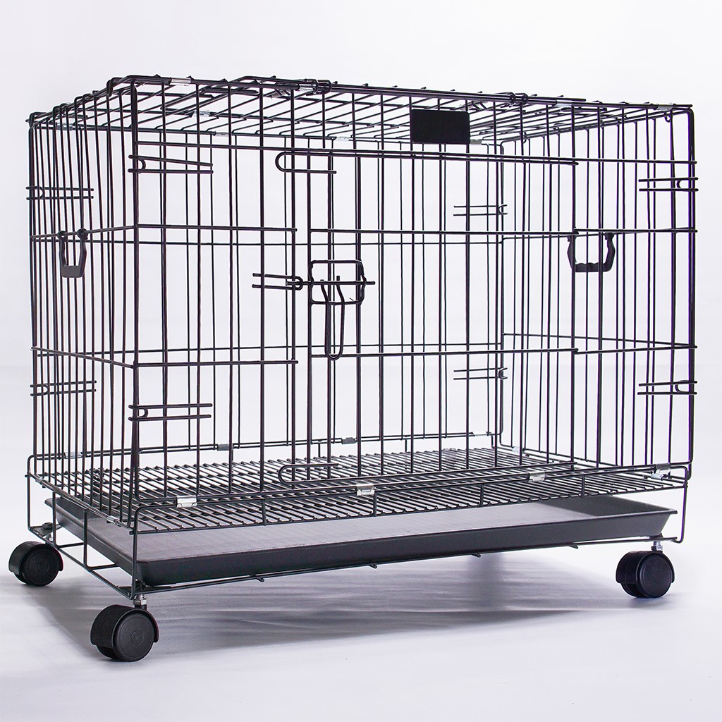 kandang  besi lipat tebal   roda size xl  92cm x 56cm x 66cm  kucing   anjing   kelinci