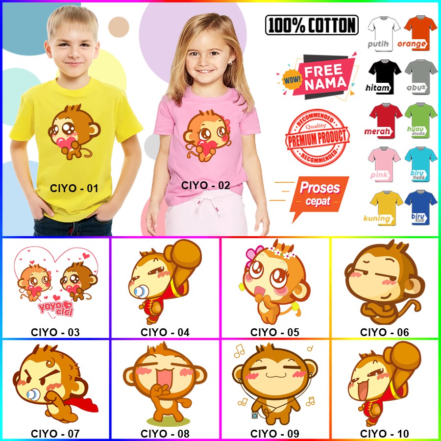 Baju Kaos ANAK DAN DEWASA CI YOYO COUPLE (FREE NAMA)