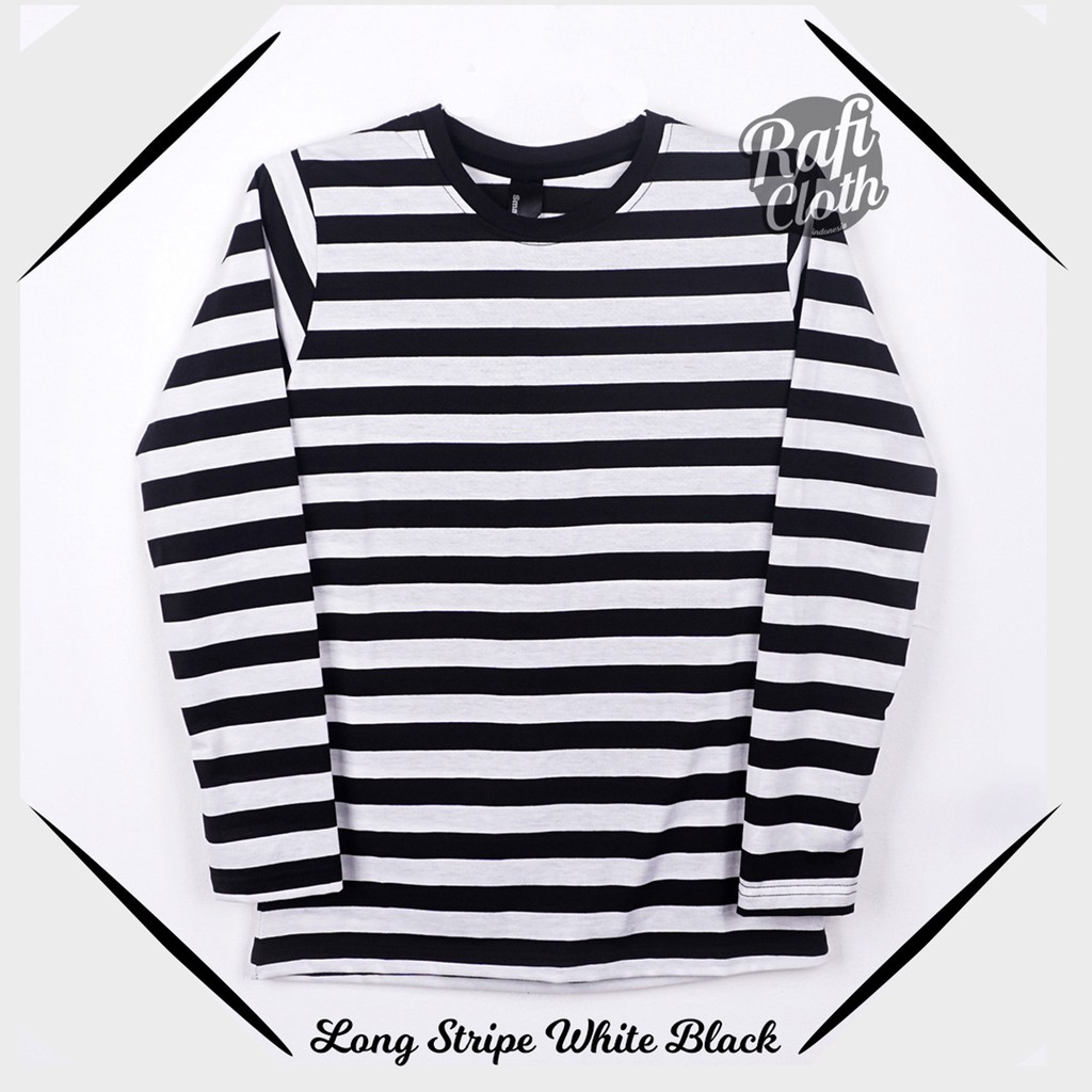 KAOS STRIPE WHITE-BLACK LENGAN PANJANG PRIA WANITA