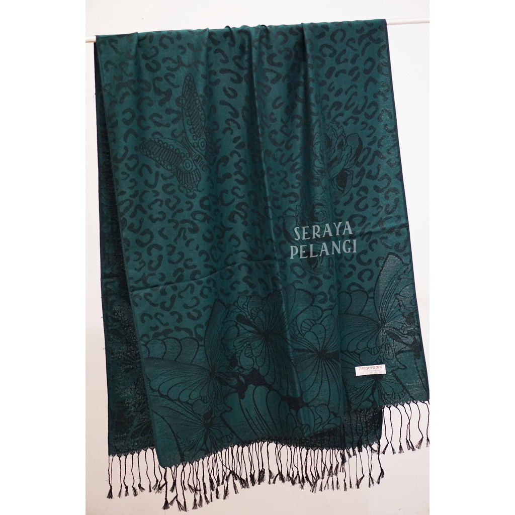 Pashmina Cashmere Motif Kupu-Kupu 04 | Animal Print | Selendang | Scarf | Syal | Shawl | Pasmina | Souvenir | Hadiah Ulang Tahun | Birthday Gift | Aksesoris Fashion Wanita | Premium Import Quality | Grosir Murah | Luxury Scarf