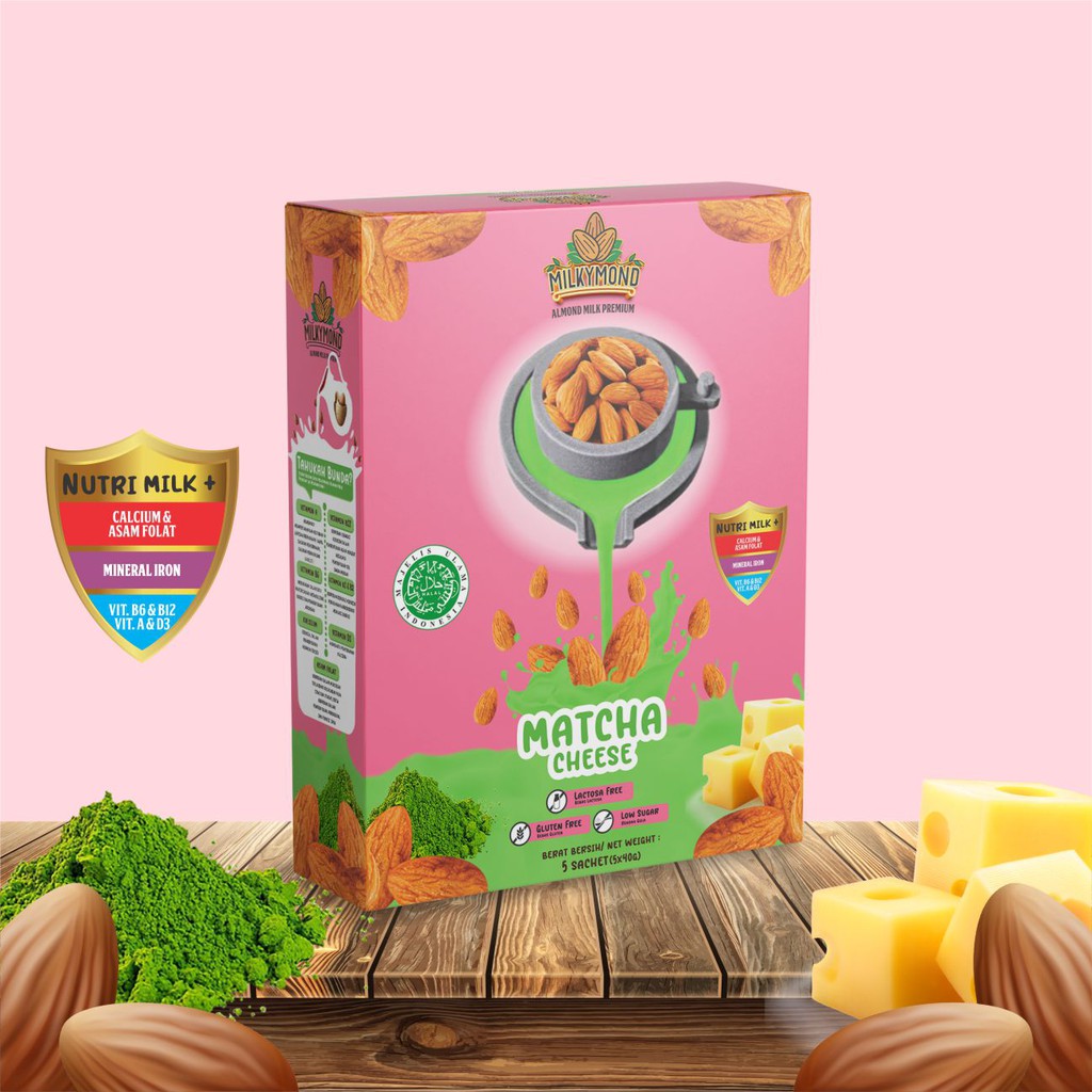 Pelancar Asi Booster Susu Almond Milkymond Matcha Cheese Nutrisi Ibu Hamil &amp; Menyusui 200gr