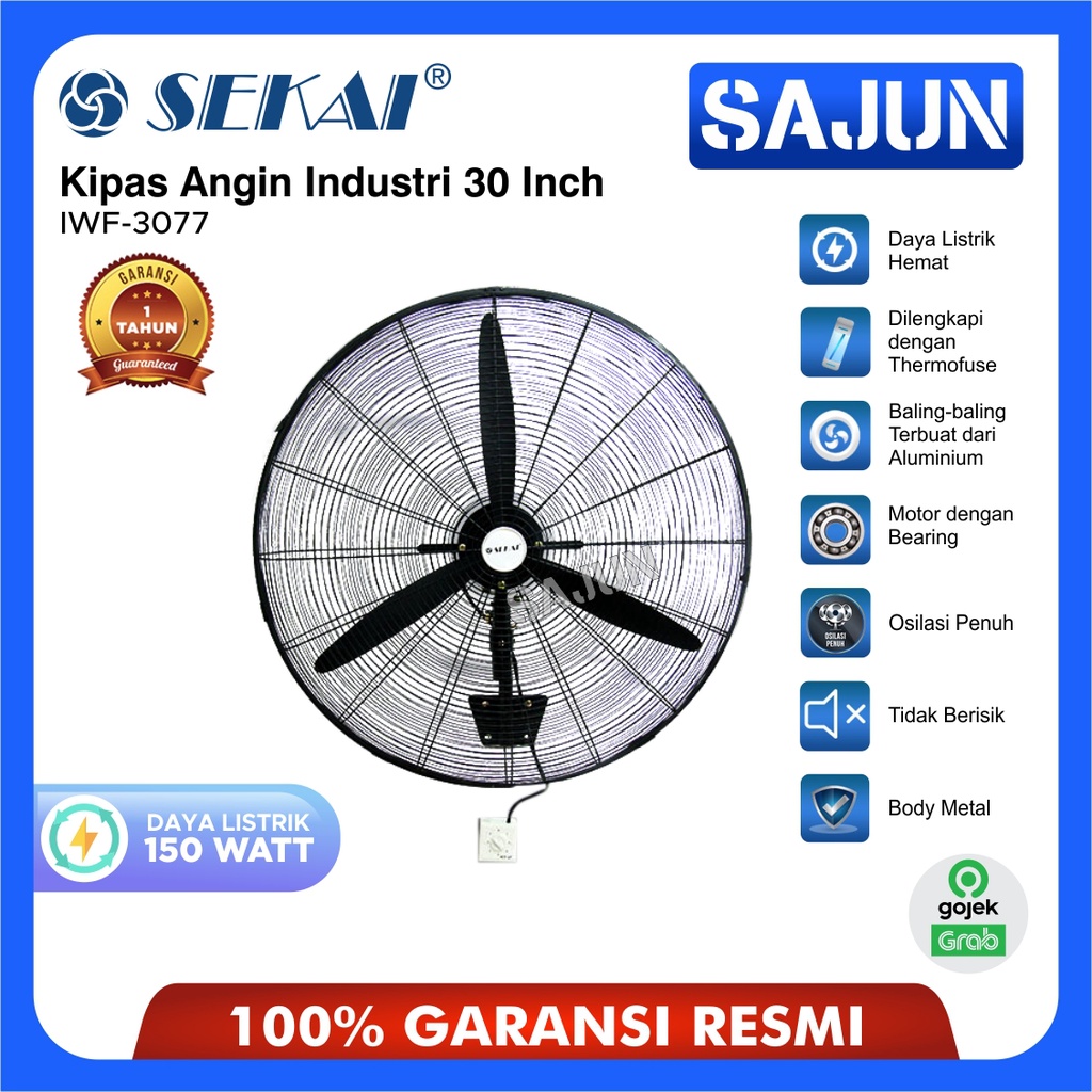 Sekai Kipas Angin Dinding Industri 30 Inch IWF 3077 / IWF3077