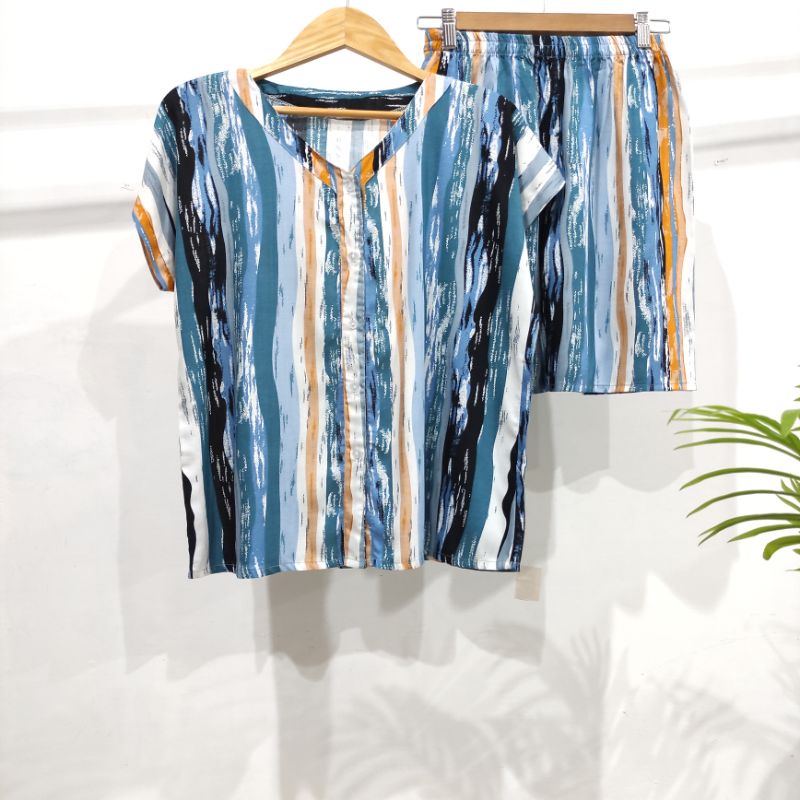 PIYAMA KANCING PENDEK HITS PIYAMA KANCING BUSUI | PIYAMA RAYON | HOMEWEAR-NK PD DD